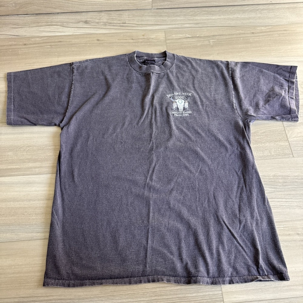 Vintage Bike Week 2000 Native American Bull Buffalo Skull Shirt Mens L USA Made‎